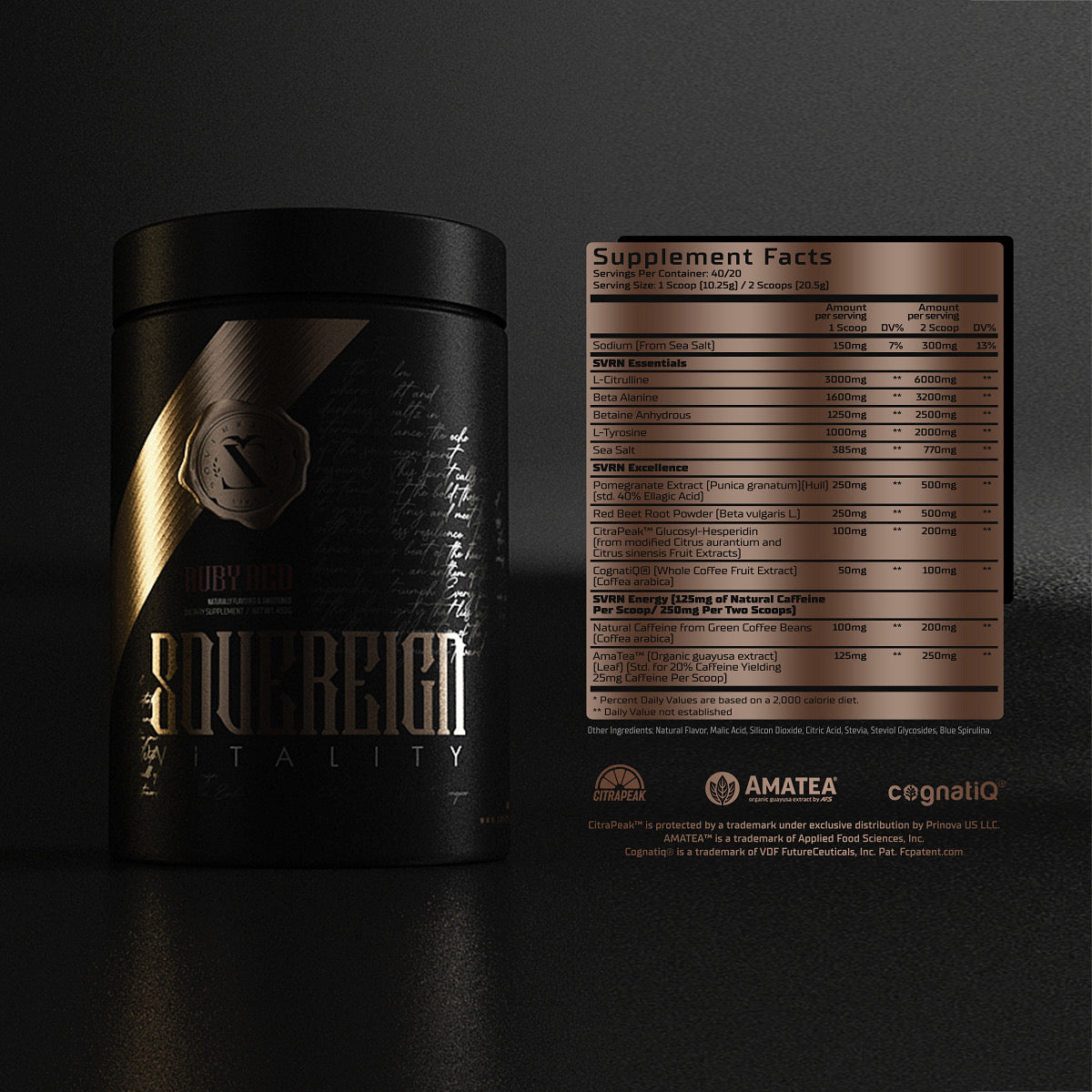 Sovereign Lifestyle Vitality natural Ruby Red Pre Workout Formula