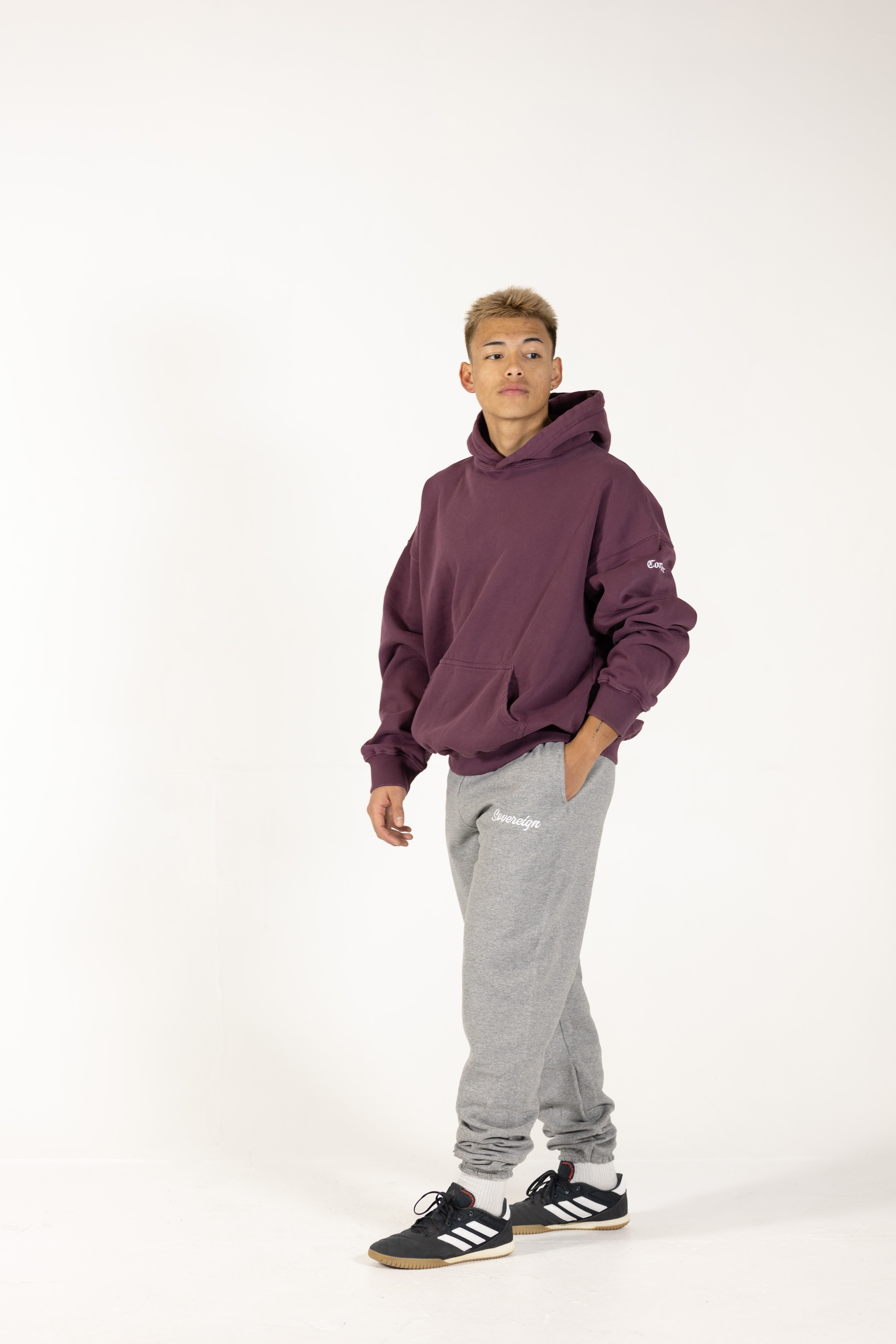 Sovereign Lifestyle Baggy Oversized Sweatpants Grey and Black Cursive Script