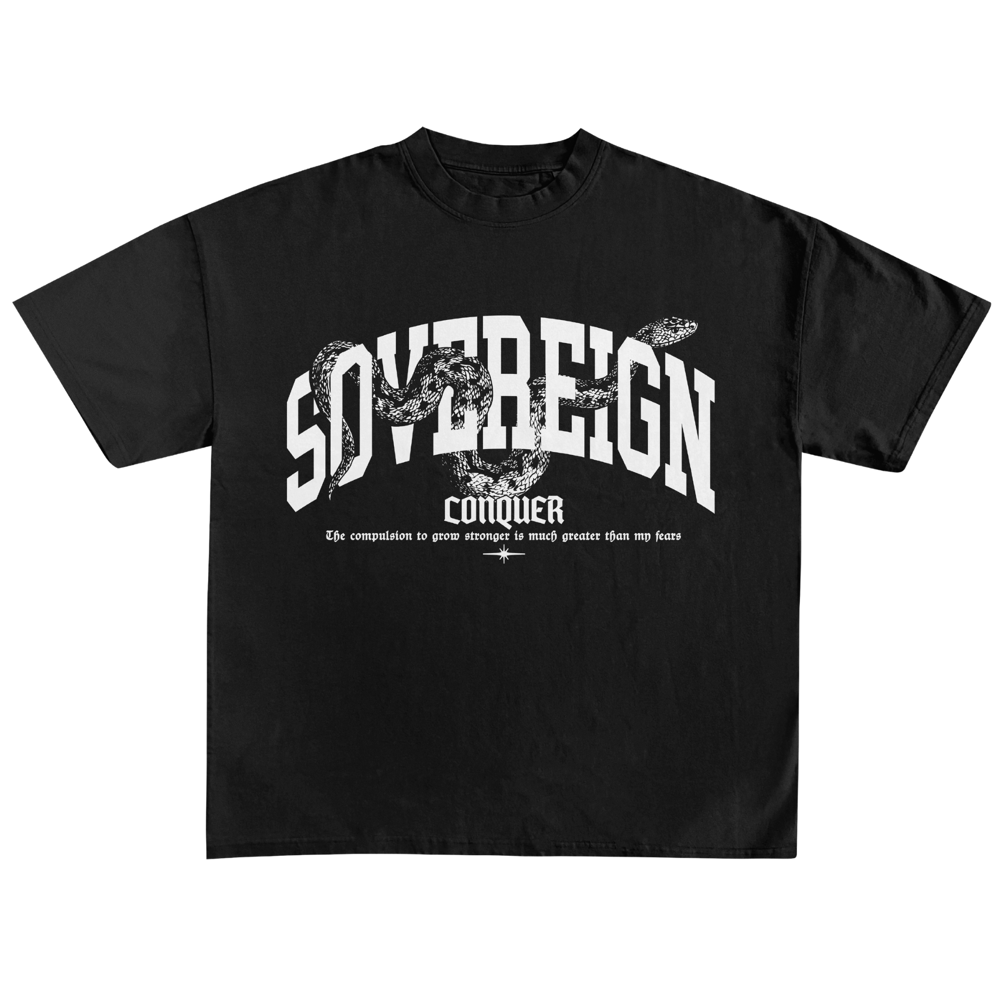 sovereign lifestyle serpent tee, gym brand, black oversized