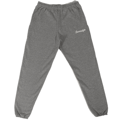 Sovereign Lifestyle Baggy Oversized Sweatpants Grey and Black Cursive Script