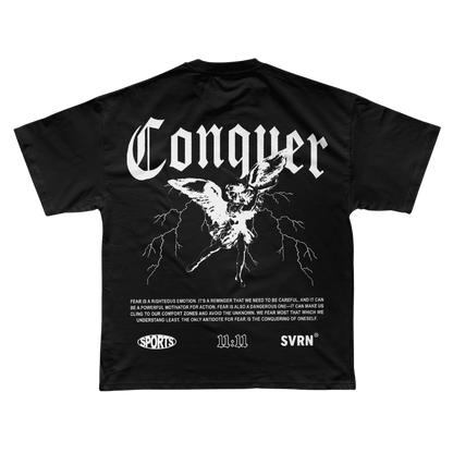 Sovereign Lifestyle, Black, Conquer, Oversized Tee, Luxury sportswear, lifestyle, god
